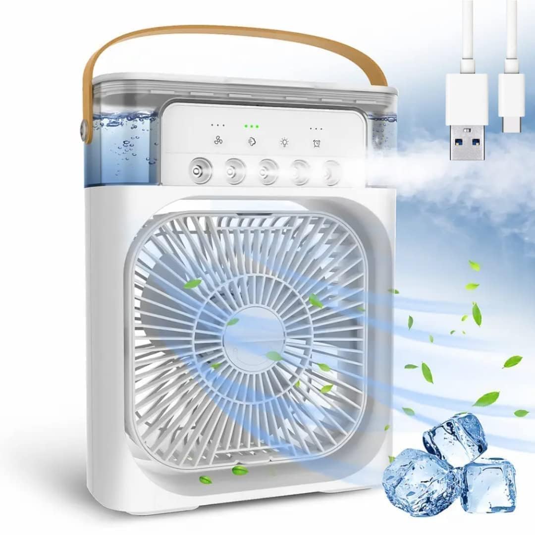 Draagbare USB Luchtkoeler – Persoonlijke Ventilator met Mistfunctie & Timer