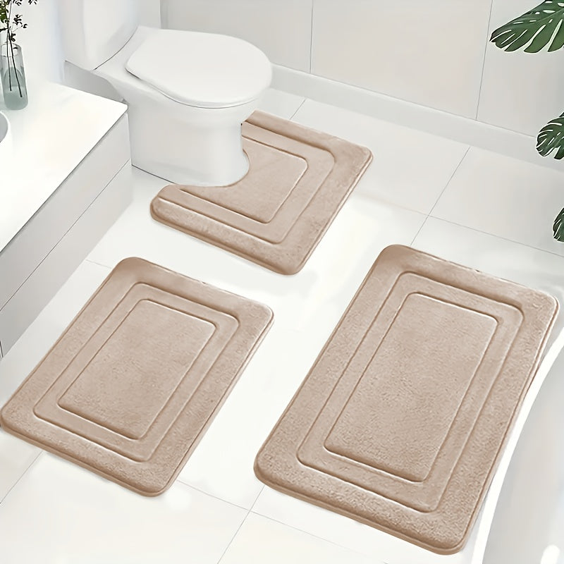 Set de Alfombrillas de Baño de Espuma Viscoelástica de Lujo – Juego de 3 Piezas Suaves, Absorbentes y Antideslizantes