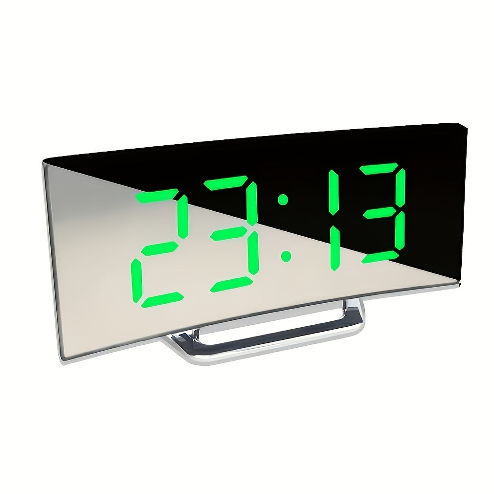 Moderne digitalt vækkeur | Buet LED-spejldisplay