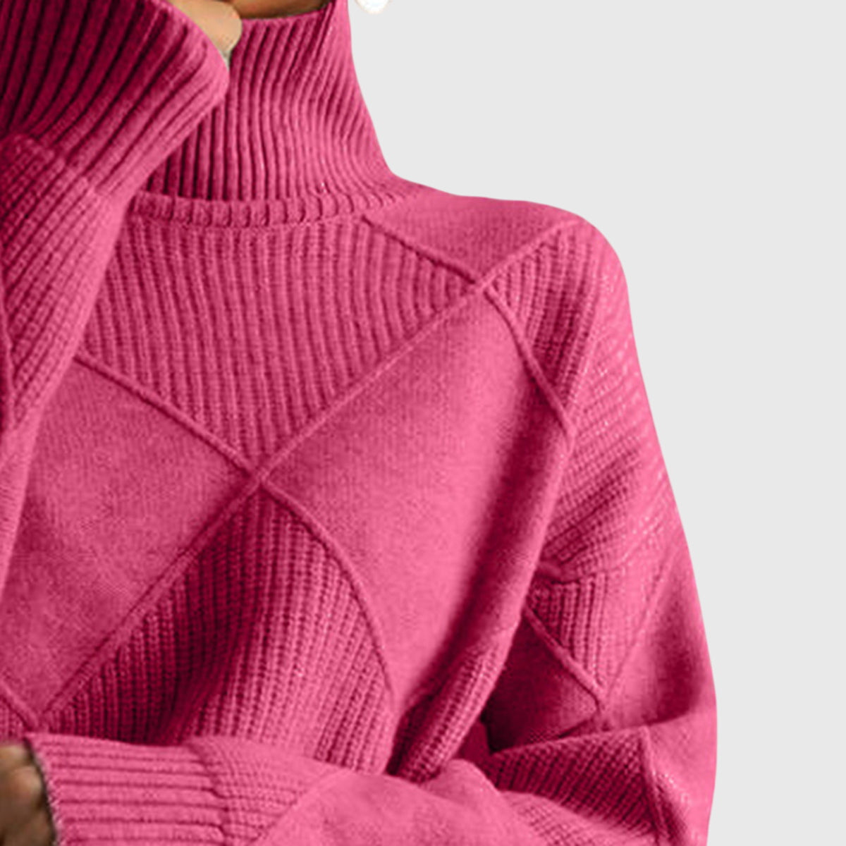 Damestrui Met Col | Oversized Wintertrui Met Diagonale Naden