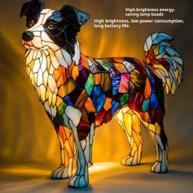 Kleurrijke Hondenlamp Van Hars | Decoratieve Dierenlamp
