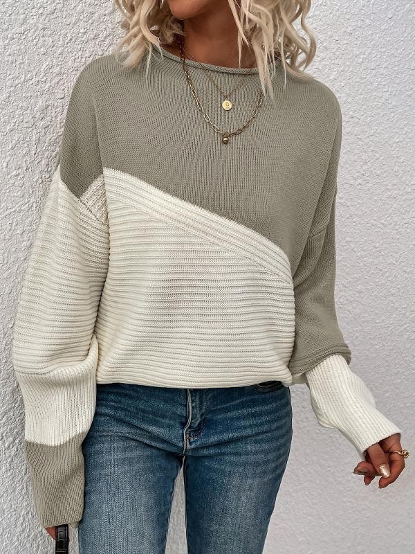 Pull doux et chaud | Pull pour femme à empiècements colorés et col roulé