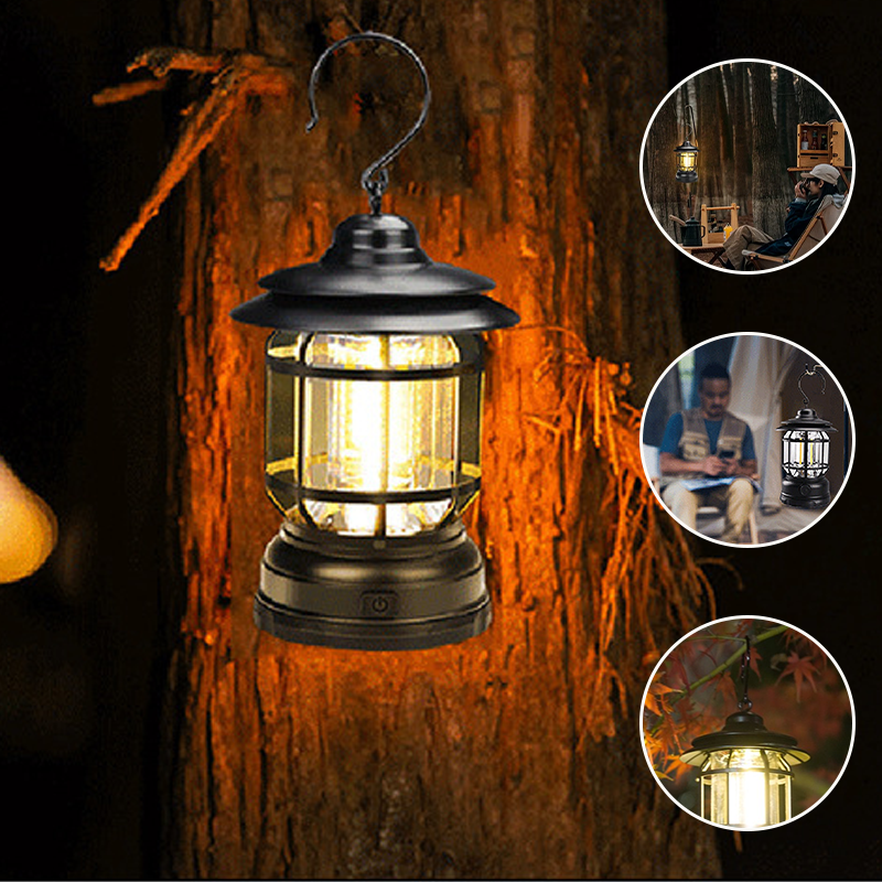 Bærbar retro-smartlampe | USB-genopladelig LED-campinglampe