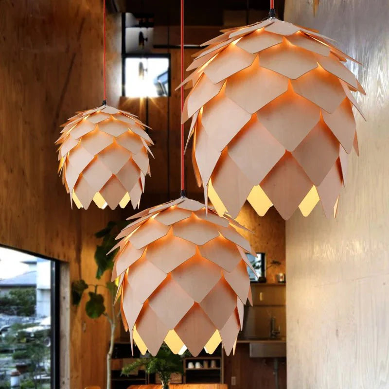 Eik hengelampe med justerbar kabel og naturlig design