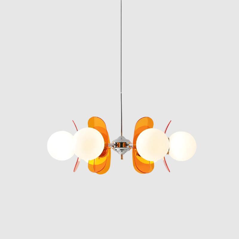 Italiaanse Retro Kroonluchter | Glazen &amp; Metalen E27 Plafondlamp