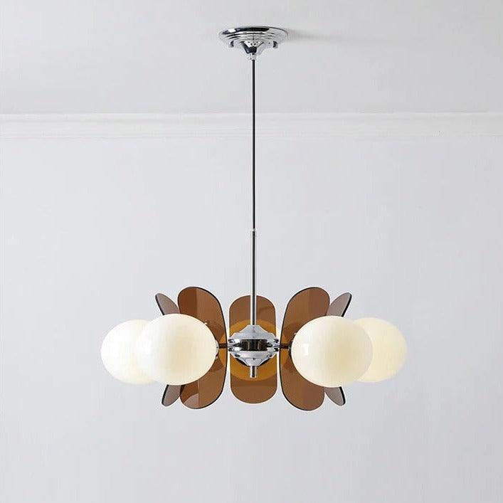 Italiaanse Retro Kroonluchter | Glazen &amp; Metalen E27 Plafondlamp