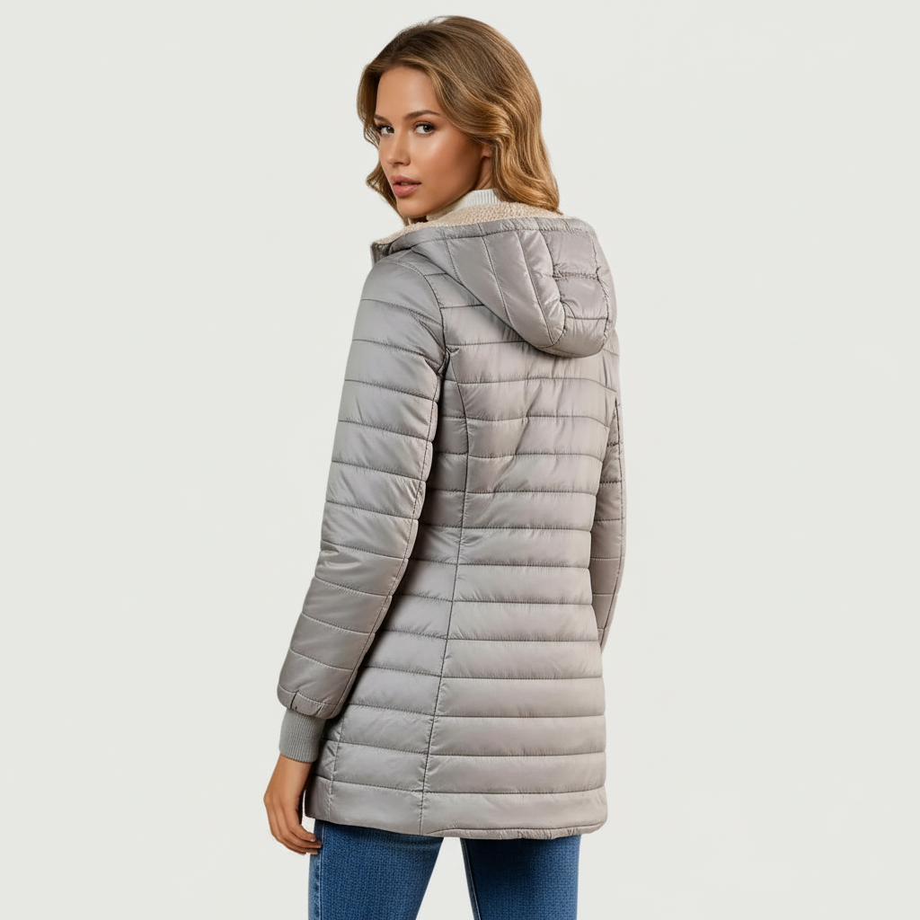 Élégante veste pour femme | Veste matelassée à capuche avec doublure en teddy