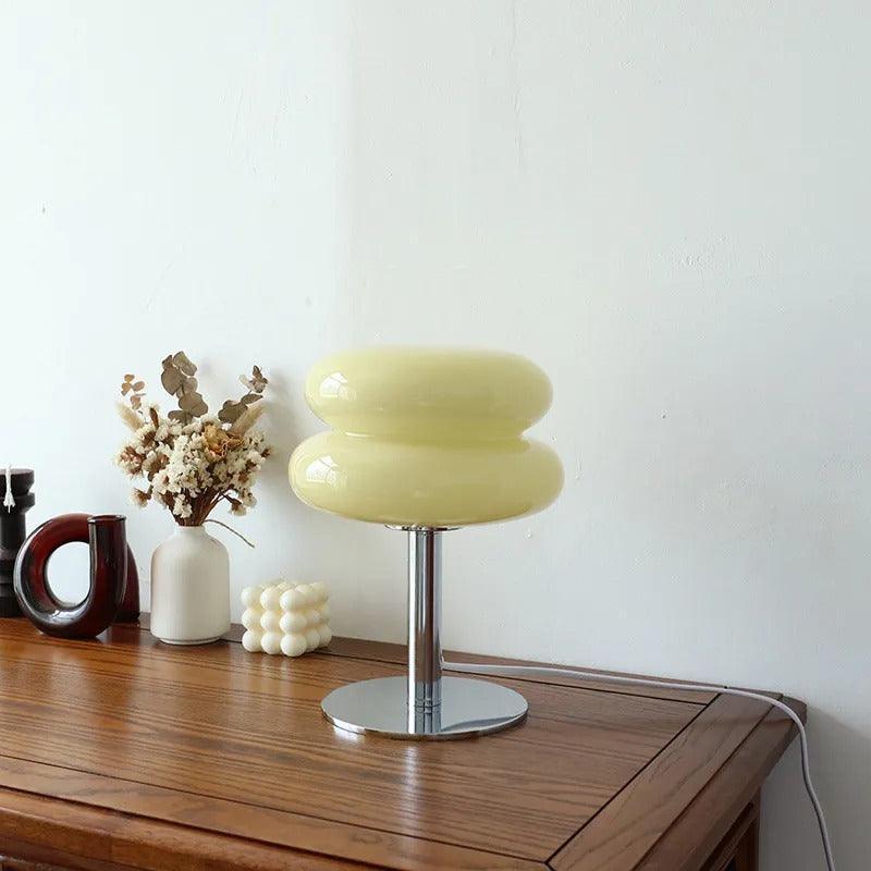Japandi Macaron Tafellamp | Retro Bauhaus Glazen Accentlamp