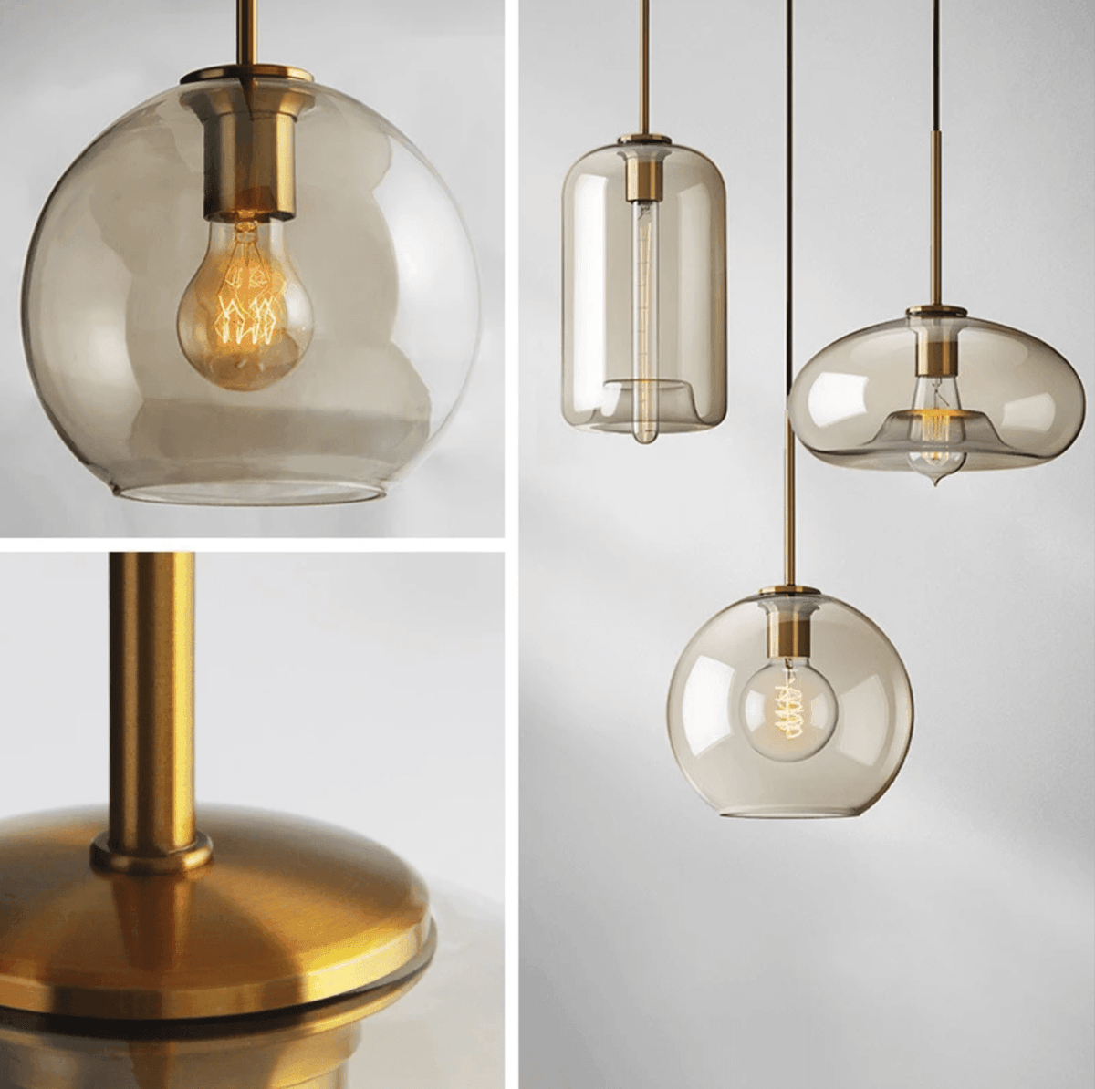 Messing-glashængelampe | nordisk E27-loftslampe