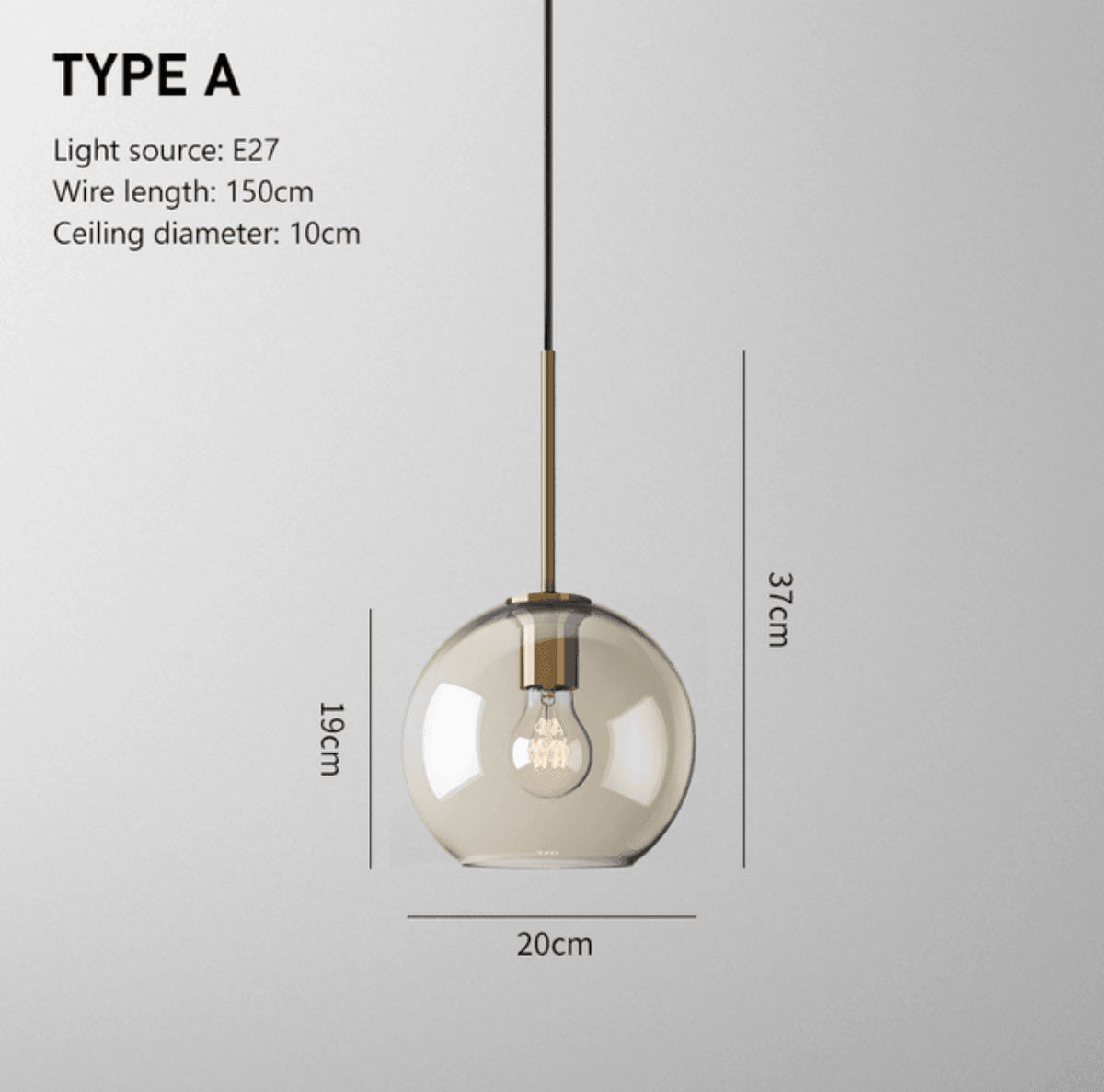Messing-glashængelampe | nordisk E27-loftslampe