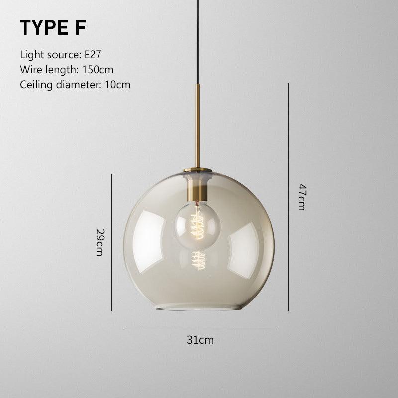 Messing-glashængelampe | nordisk E27-loftslampe