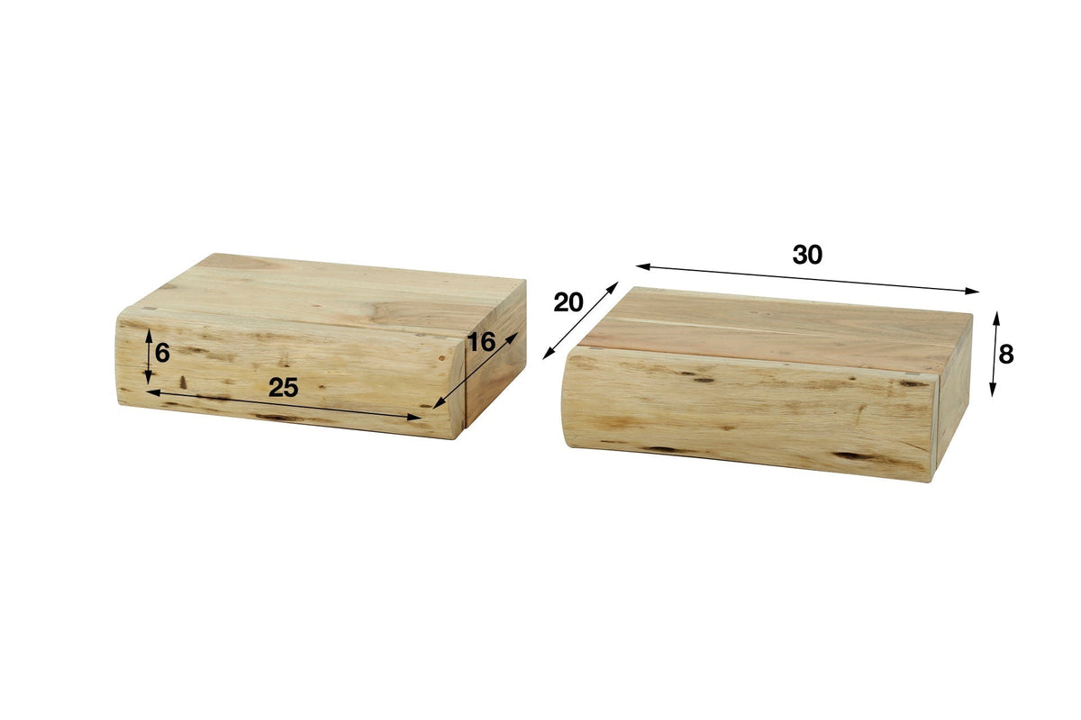 Wandgemonteerd Nachtkastplankje Van Acaciahout | Zwevende Houten Plank
