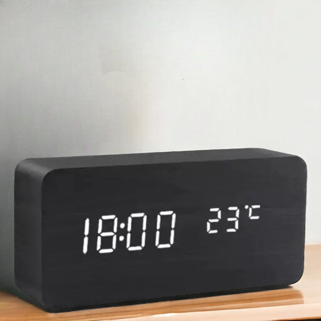 Wekker met Houtlook & LED-display