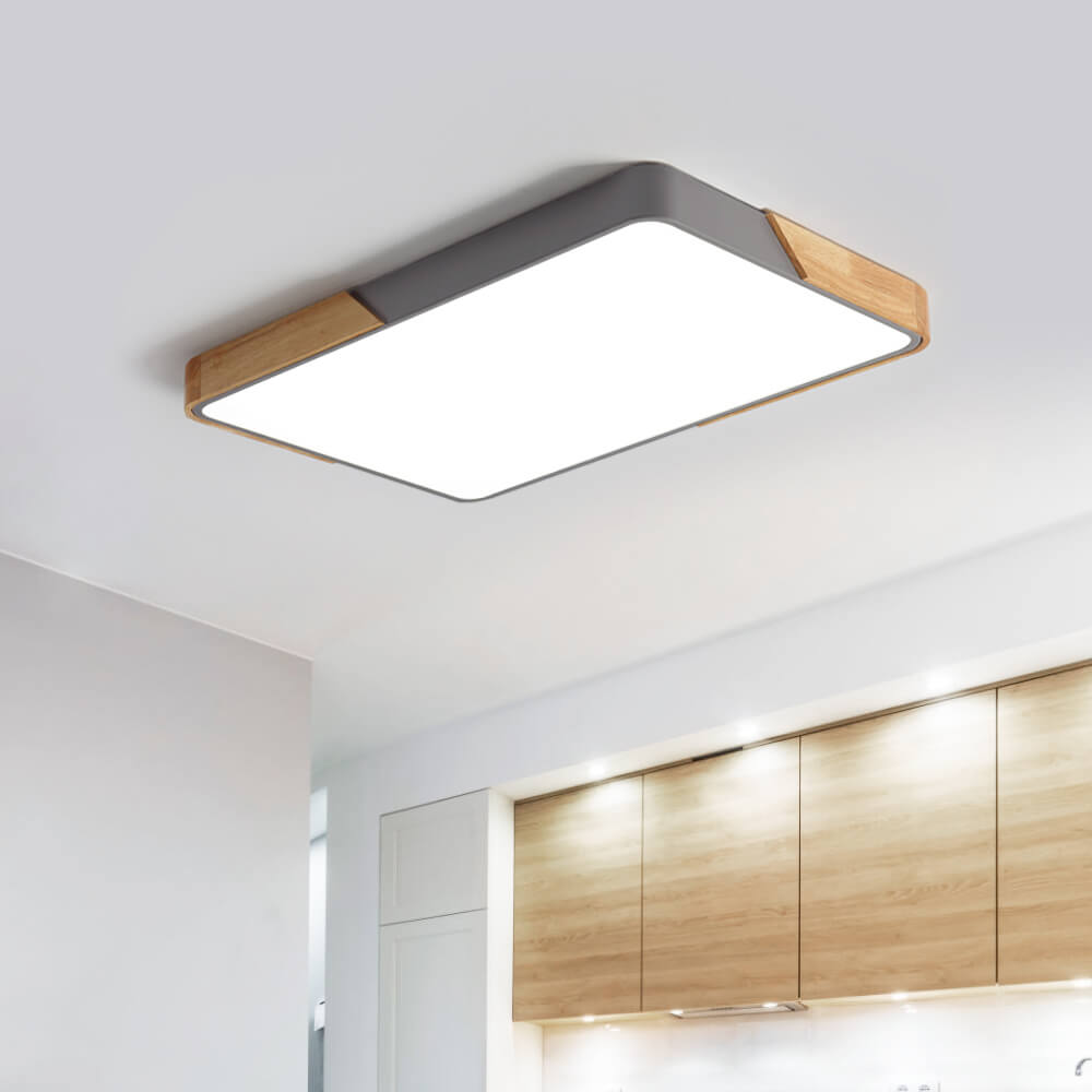 Löla – Moderne LED Plafondlamp met Hout & Acryl Diffuser