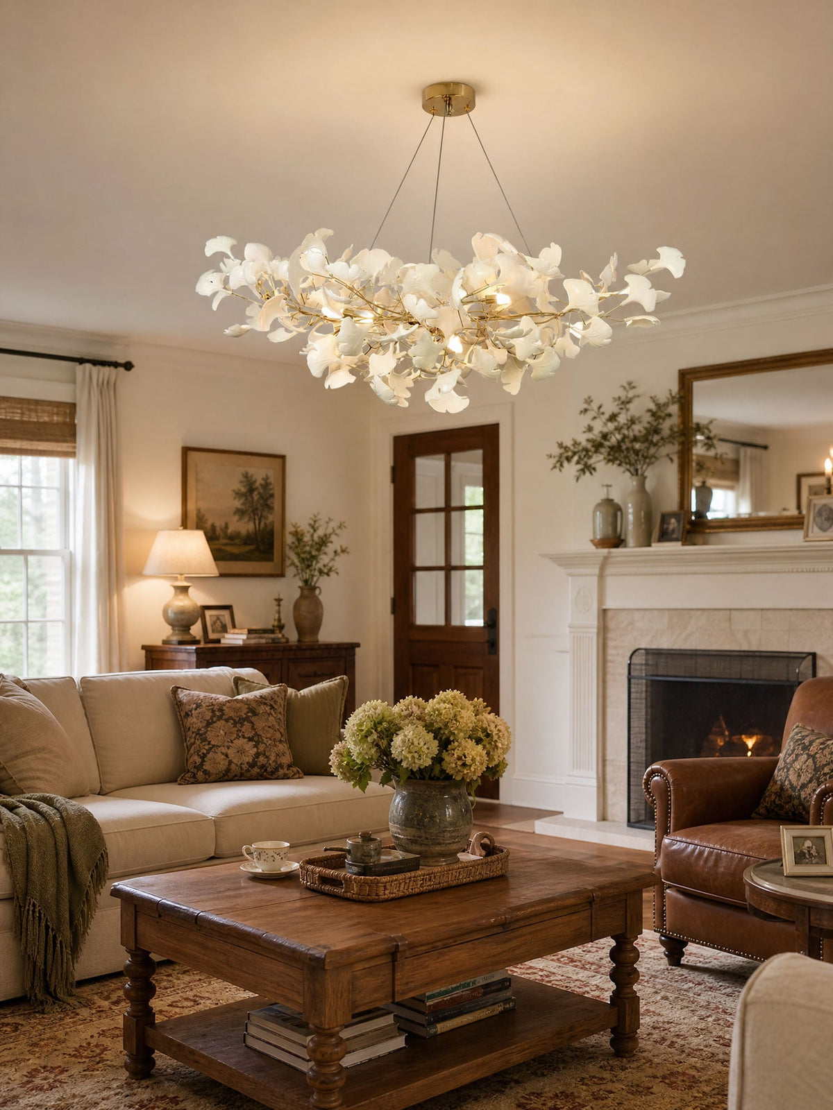 Horizon Bloom Gingko Chandelier | Handcrafted Porcelain Ginkgo Leaves
