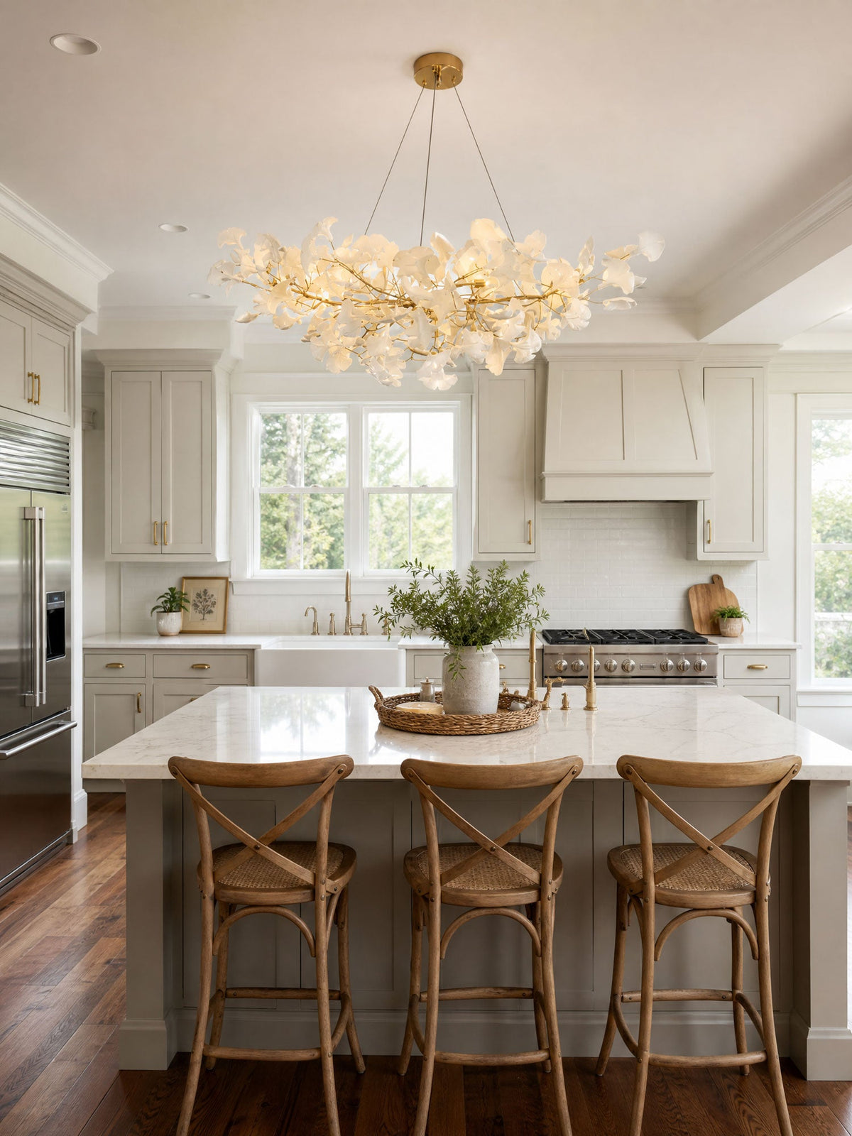 Horizon Bloom Gingko Chandelier | Handcrafted Porcelain Ginkgo Leaves