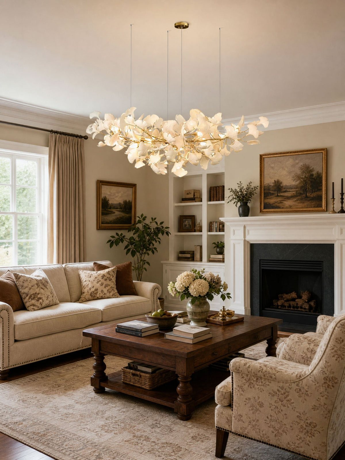 Horizon Bloom Gingko Chandelier | Handcrafted Porcelain Ginkgo Leaves