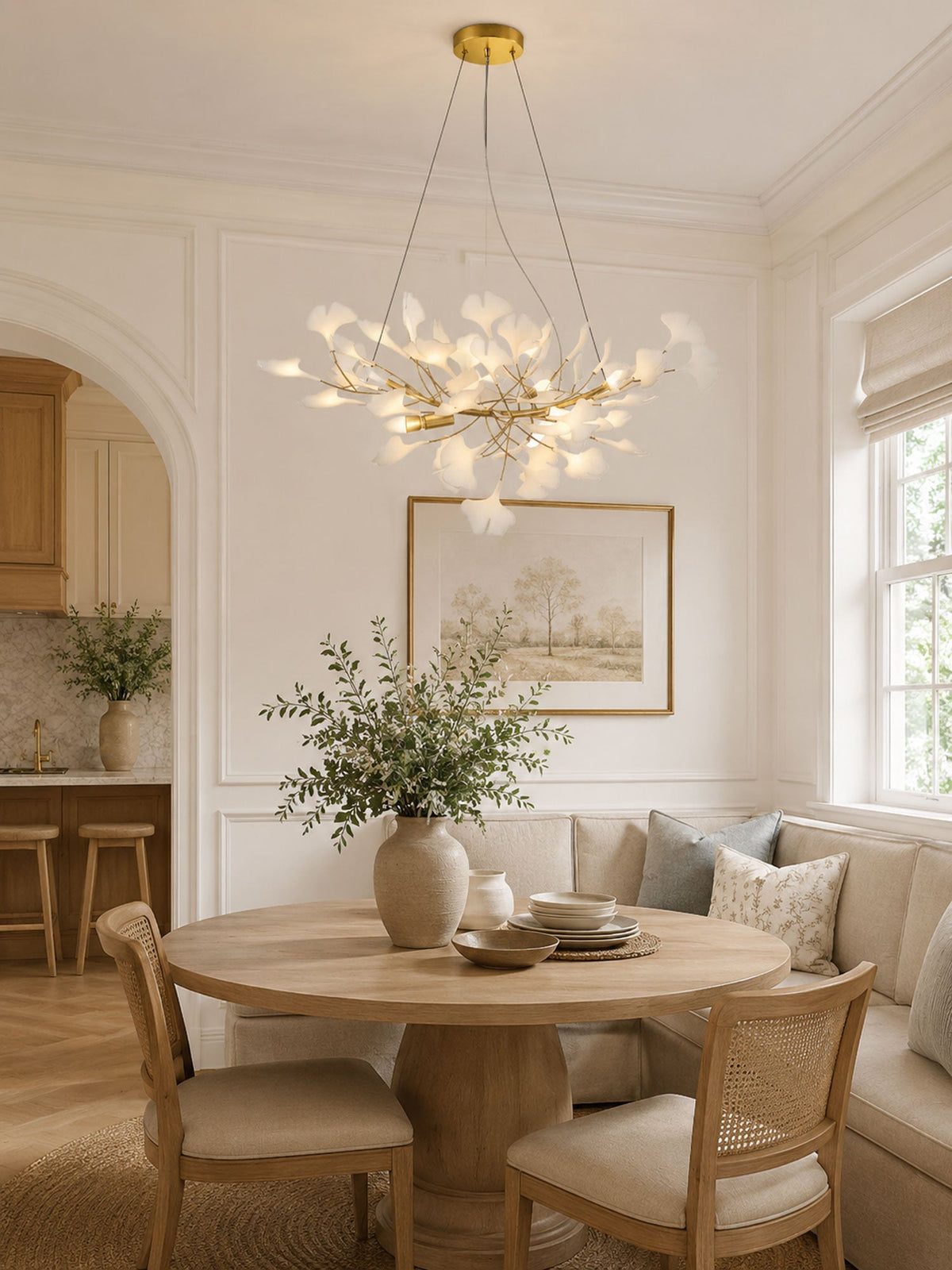 Horizon Bloom Gingko Chandelier | Handcrafted Porcelain Ginkgo Leaves