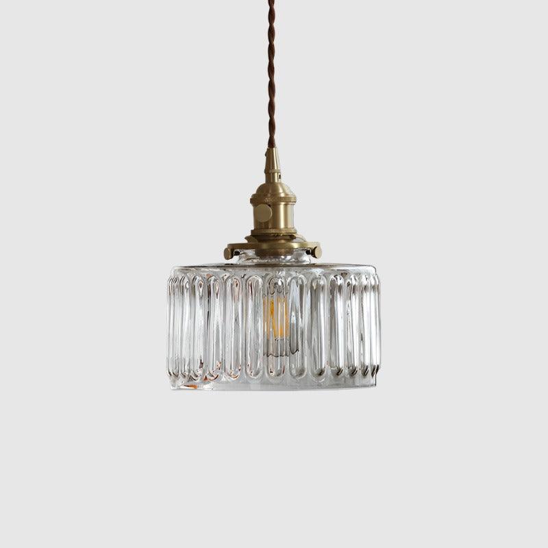 Vintage Glazen Hanglamp | Gouden Metalen E27 Plafondlamp