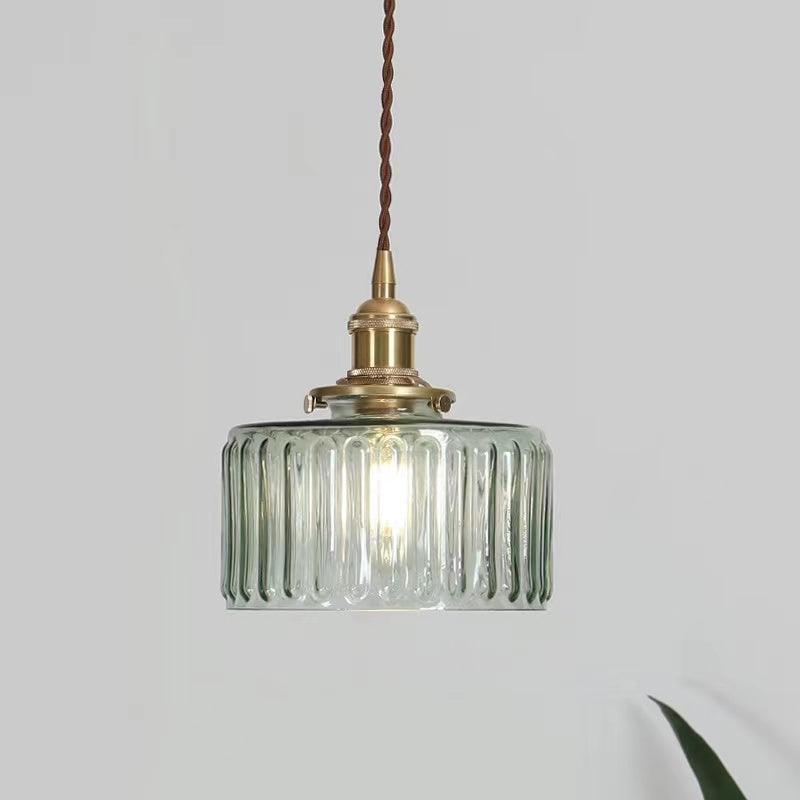 Vintage Glazen Hanglamp | Gouden Metalen E27 Plafondlamp