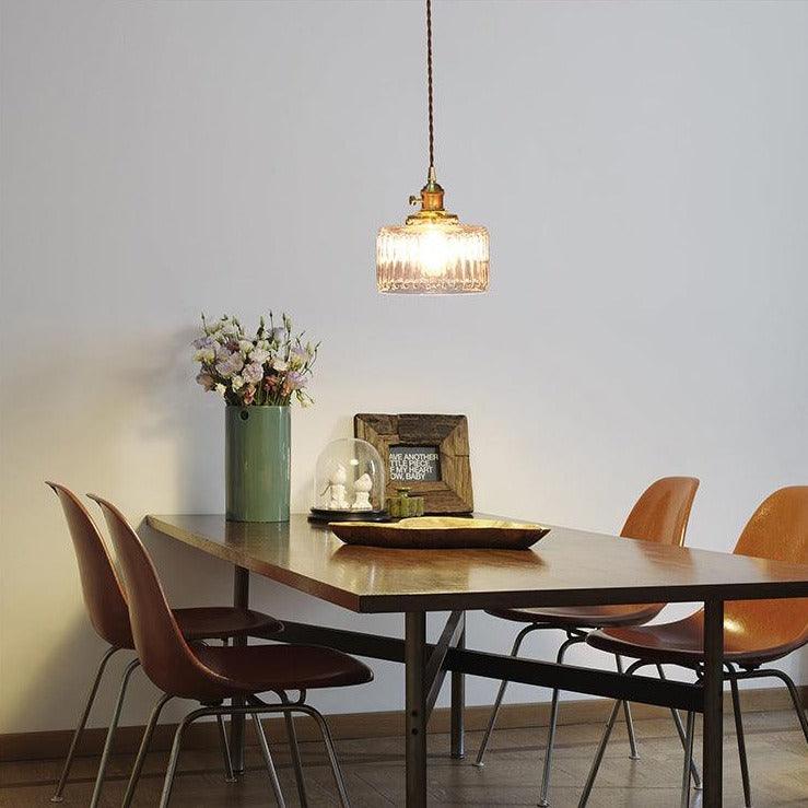 Vintage Glazen Hanglamp | Gouden Metalen E27 Plafondlamp