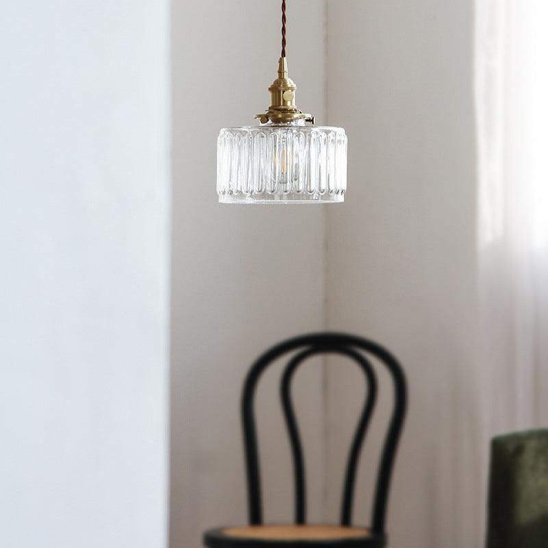Vintage Glazen Hanglamp | Gouden Metalen E27 Plafondlamp